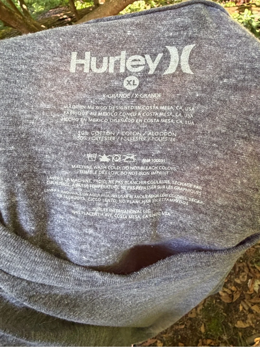 Hurley Heather Gray T-Shirt XL 50/50 Soft Tee